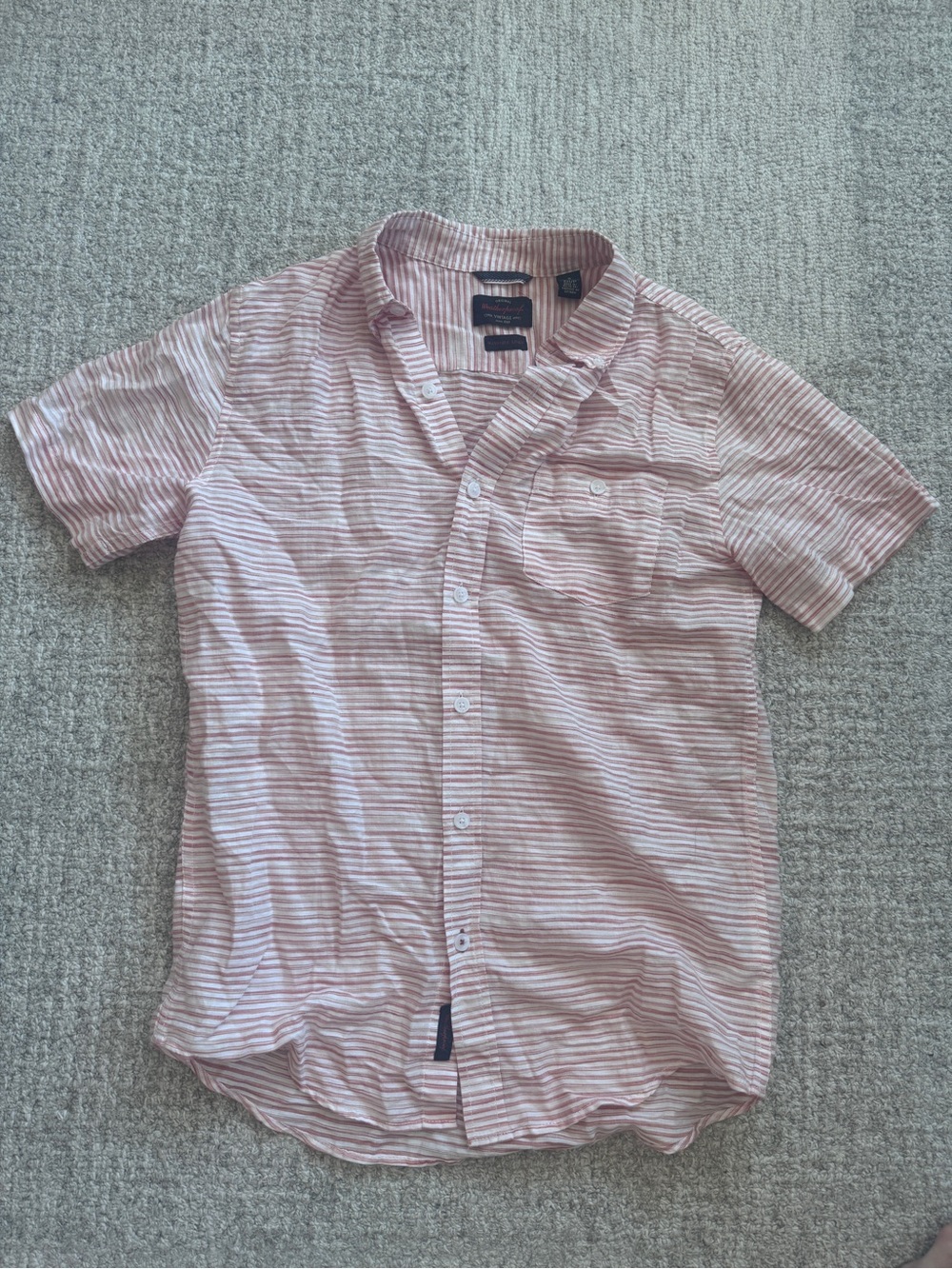 Weatherproof Pink & White Striped Short-Sleeve Button-Down Shirt